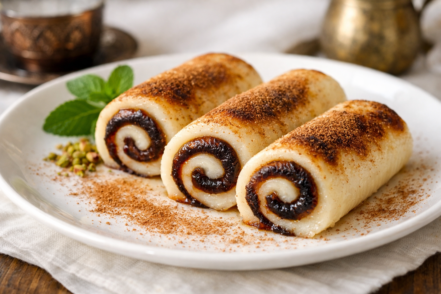 Rulo şeklinde kazandibi tatlısı