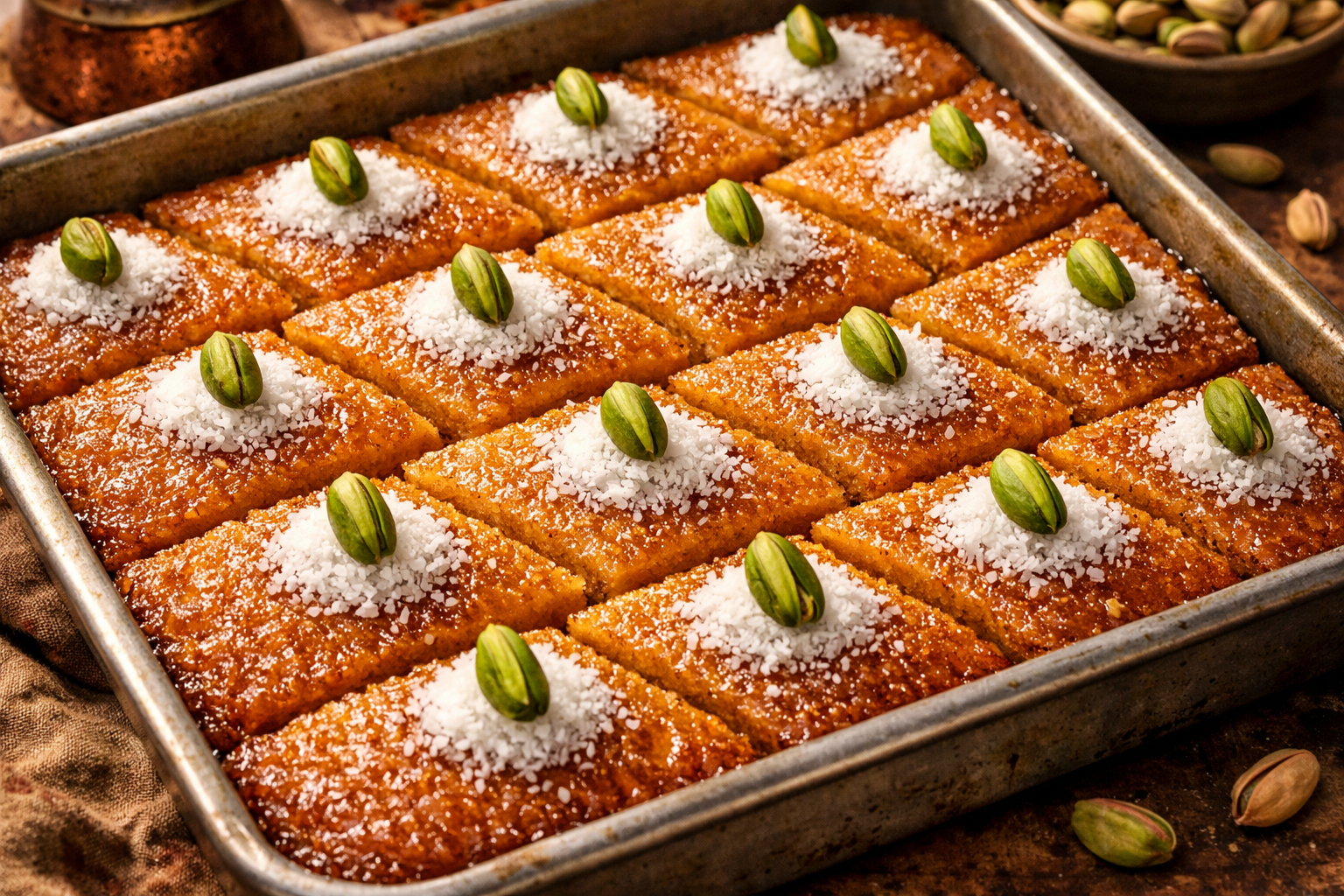 Dilimlenmiş revani tatlısı